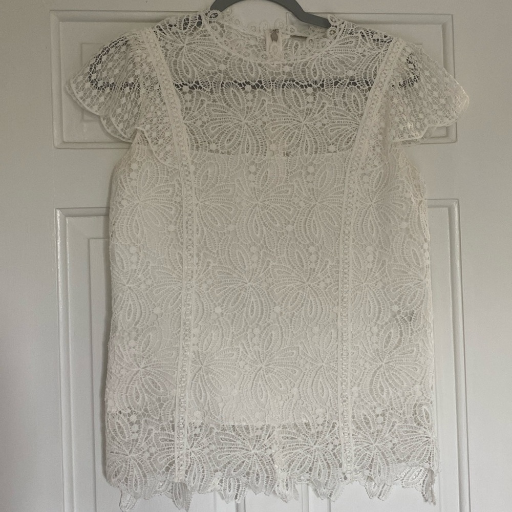 Elie Tahari off white lace top size small